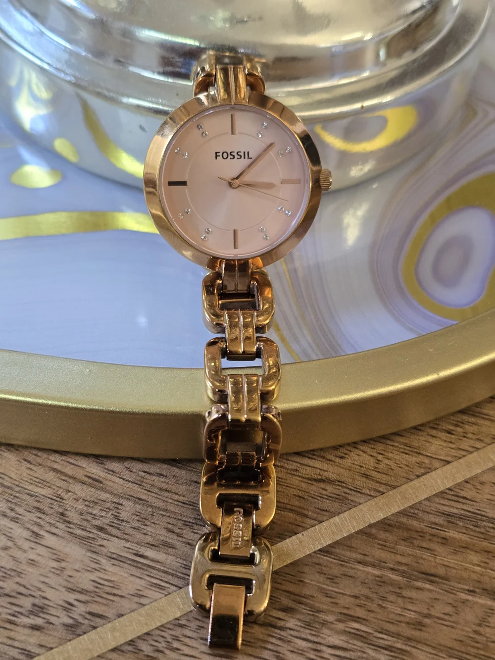 Fossil Women's Rose Gold Crystal Dial Bracelet Watch